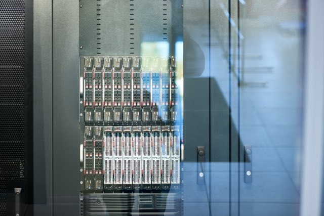A modern server cabinet in a data centre