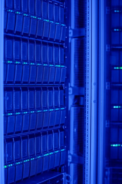 Ports on the back of a Dell PowerEdge rack server in a data centre